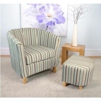 Stripe Fabric Duck Egg Blue Tub Chair Set