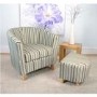 Stripe Fabric Duck Egg Blue Tub Chair Set