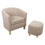 Tweed BeigeTub Chair & Footstool Set