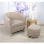 Tweed BeigeTub Chair & Footstool Set