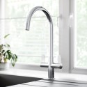 TURCHDLRD Chrome Dual Lever Square Monobloc  Kitchen Mixer Tap - Essence Turvey