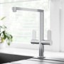 Chrome Dual Lever Monobloc Kitchen Mixer Tap - Essence Turvey