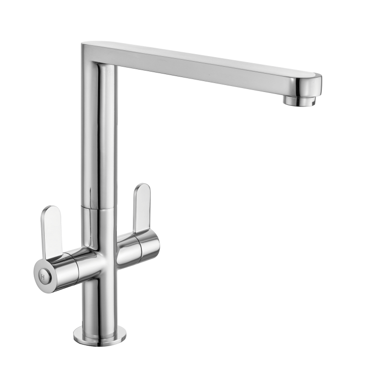 Chrome Dual Lever Monobloc Kitchen Mixer Tap - Essence Turvey