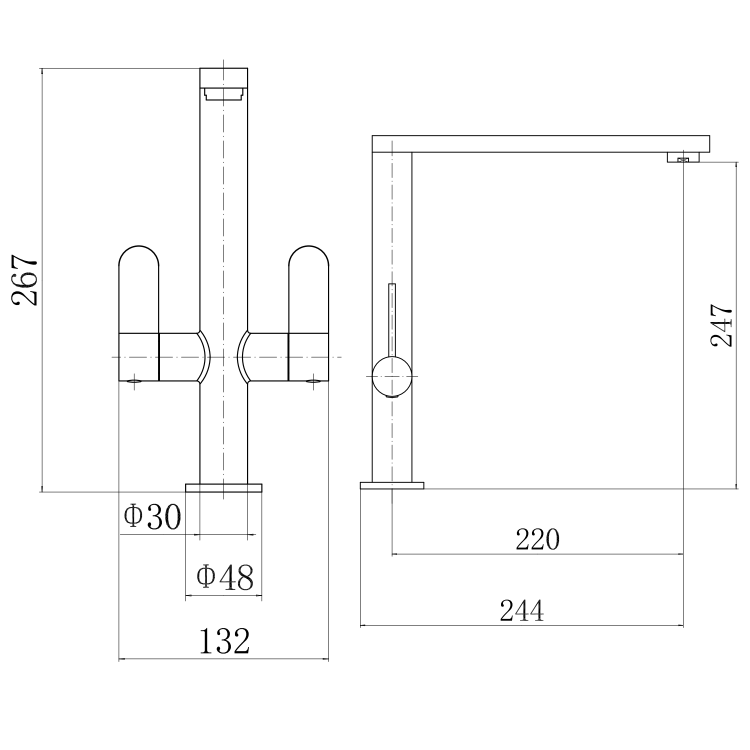 Chrome Dual Lever Monobloc Kitchen Mixer Tap - Essence Turvey