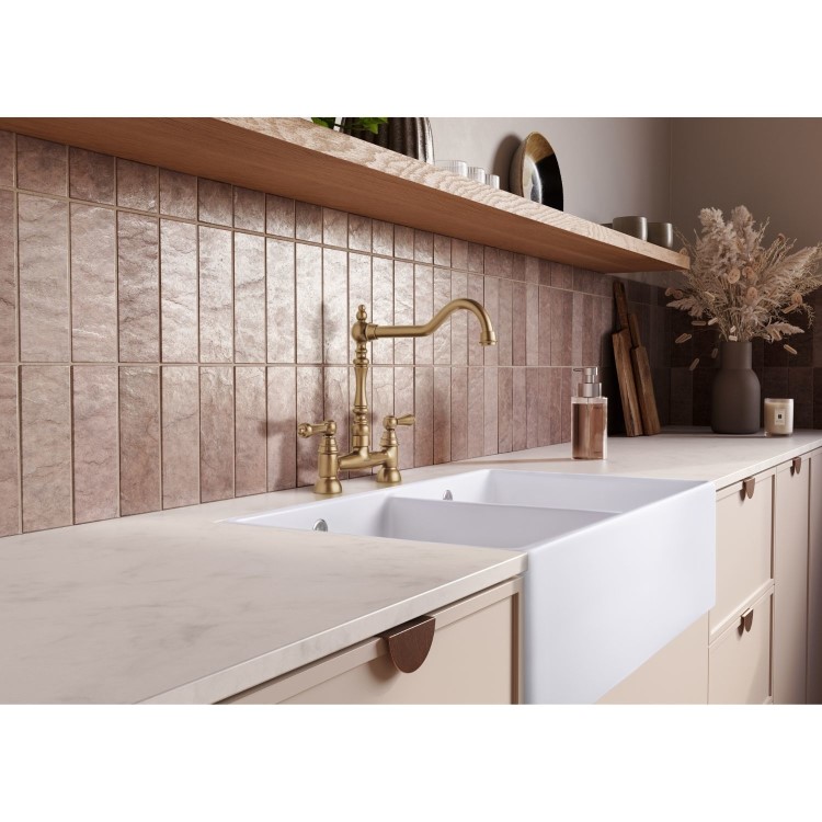 Rangemaster Waverley Double Lever Kitchen Mixer Tap  - Antique Brass