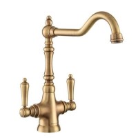 Rangemaster Waverley Double Lever Kitchen Mixer Tap  - Antique Brass