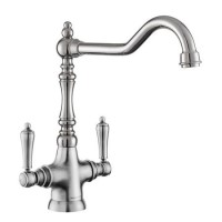 Rangemaster Waverley Double Lever Kitchen Mixer Tap  - Polished Nickel