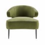 Olive Velvet Accent Chair with Black Metal Legs - Tyler