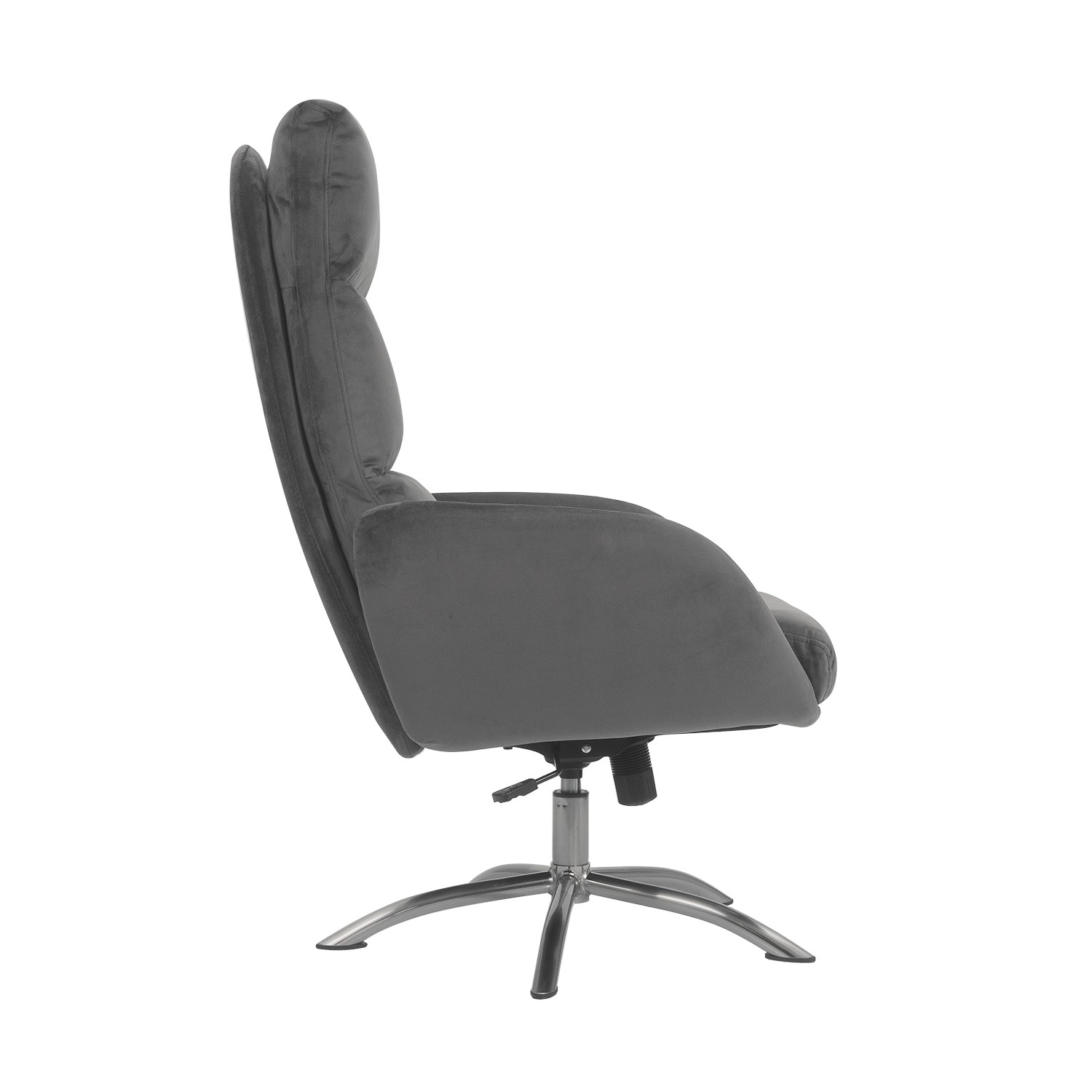 Grey Velvet Swivel Lounge Chair with Footstool Tyra BuyItDirect.ie