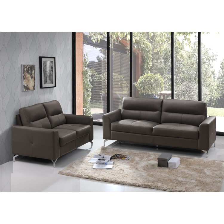 Tanaro Grey Leather Sofa - Seats 3 