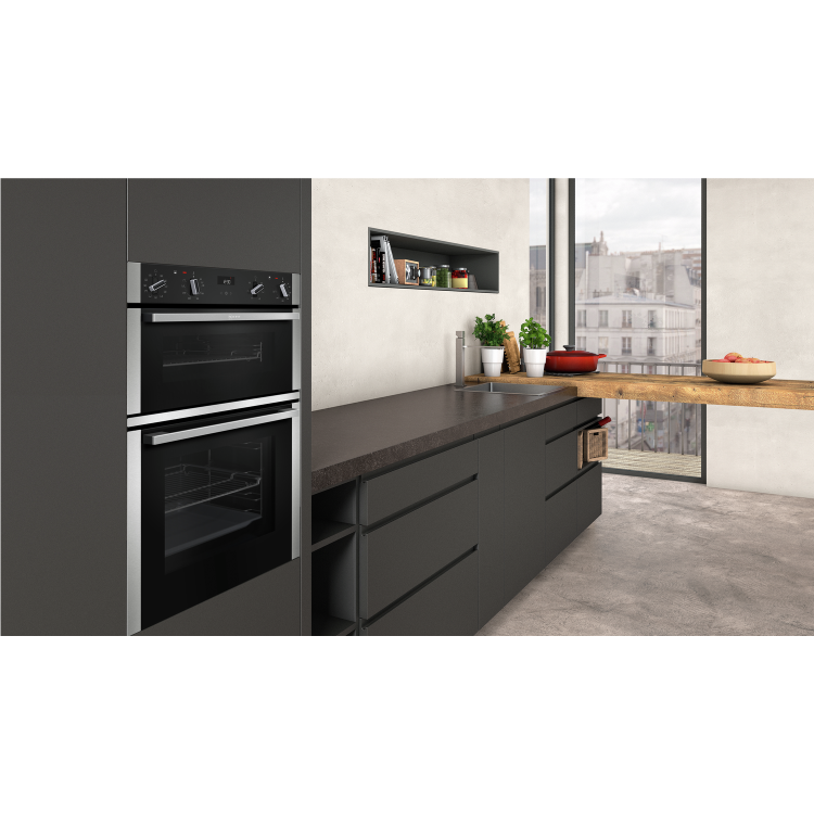 Refurbished Neff N50 U1ACI5HN0B 60cm Double Built In Electric Oven With Catalytic Cleaning Stainless Steel