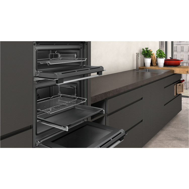 Refurbished Neff N50 U1ACI5HN0B 60cm Double Built In Electric Oven With Catalytic Cleaning Stainless Steel