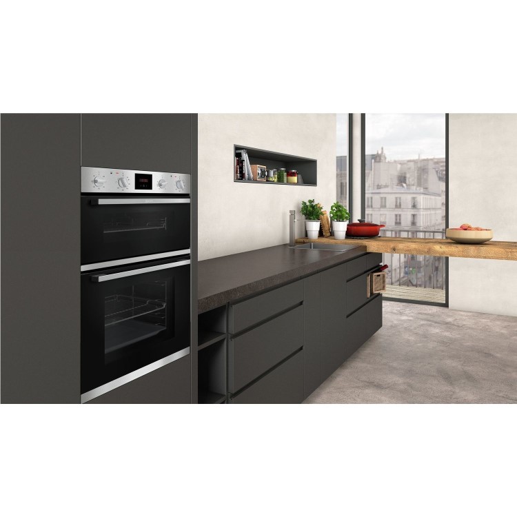 Neff U1HCC0AN0B 5 Function Electric Built In Double Oven With LCD Display - Stainless Steel