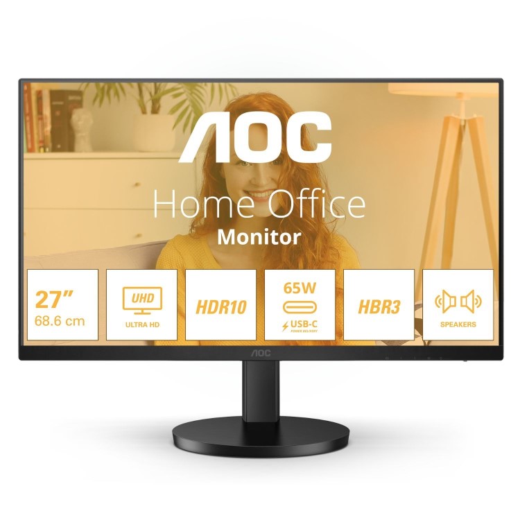 GRADE A1 - AOC U27B3CF 27" IPS UHD 4K USB-C Height Adjustable Monitor