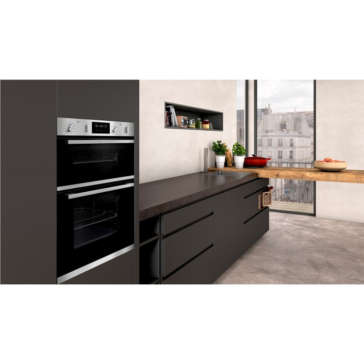 Refurbished Neff N50 U2GCH7AN0B 60cm Double Built In Electric Oven Stainless Steel