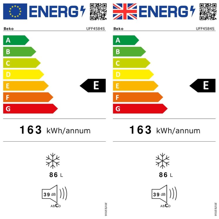 Refurbished Beko UFF4584S Freestanding 86 Litre Under Counter Frost Free Freezer Silver