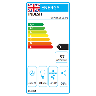 Indesit 60cm Chimney Cooker Hood - Silver
