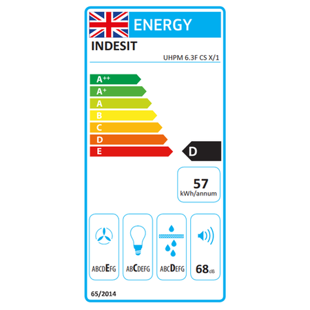 Indesit 60cm Chimney Cooker Hood - Silver