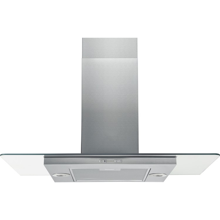 Refurbished Hotpoint UIF93FLBX 90cm Flat Glass Island Cooker Hood Stainless Steel
