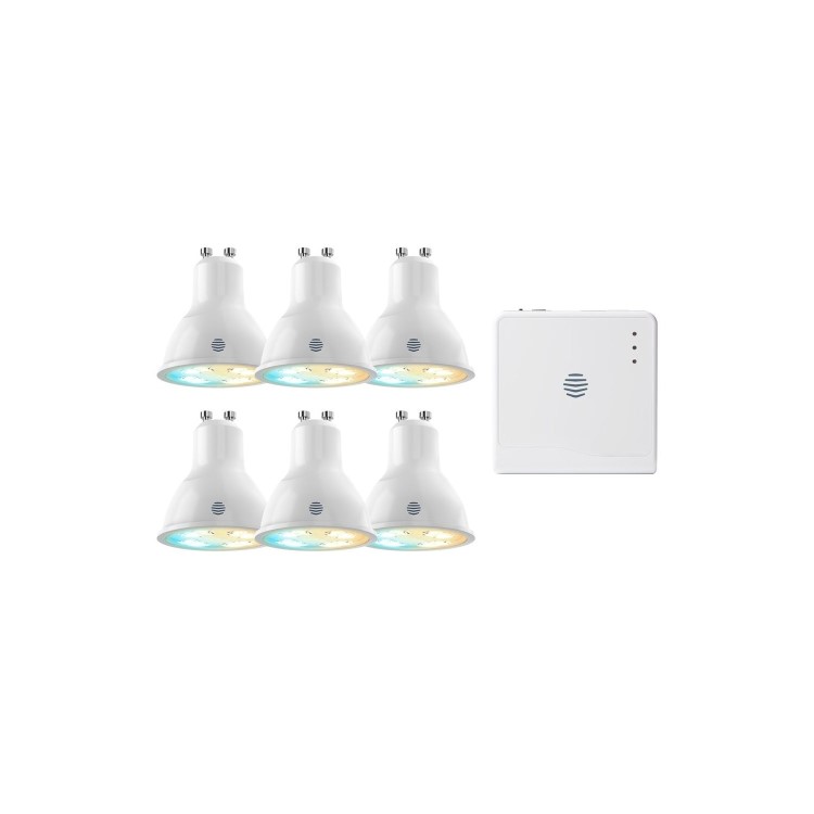 Hive Active Light Cool to Warm White with GU10 Spotlight Ending & Hub -  6 Pack