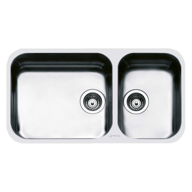 Double Bowl Chrome Stainless Steel Kitchen Sink - Smeg