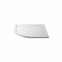 ALMOST PERFECT - 1000x800mm Left Hand Offset Quadrant Shower Tray 45mm - White Acrylic Stone Resin - Pearl