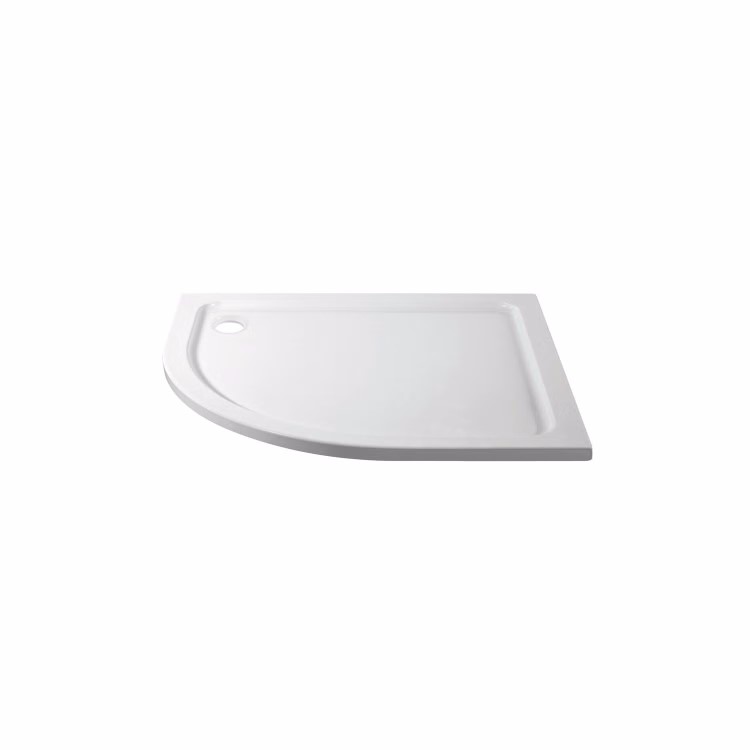 ALMOST PERFECT - 1000x800mm Left Hand Offset Quadrant Shower Tray 45mm - White Acrylic Stone Resin - Pearl