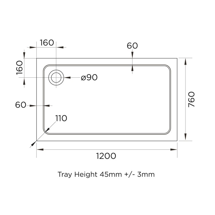 GRADE A1 - 1200x760mm White Stone Resin Rectangular Shower Tray  - Pearl