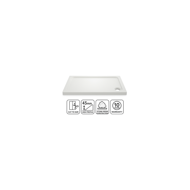 1700x700mm Rectangular Shower Tray – Low Profile 45mm – Stone Resin – White – Pearl