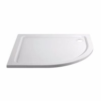 GRADE A1 - 900x760mm White Acrylic Capped Stone Resin Right Hand Offset Quadrant Shower Tray - Pearl