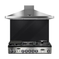 Rangemaster 107610 110cm Glass Splashback Metallic Black