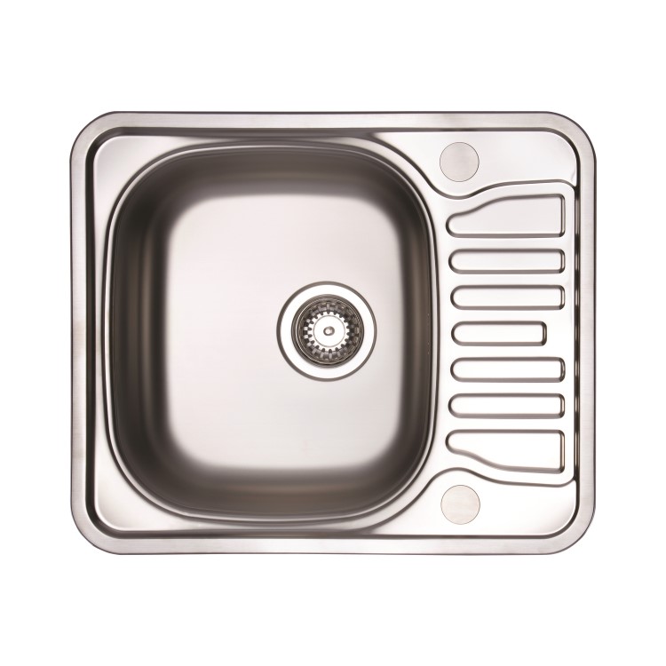 Single Bowl Inset Chrome Stainless Steel Kitchen Sink with Reversible Drainer Essence