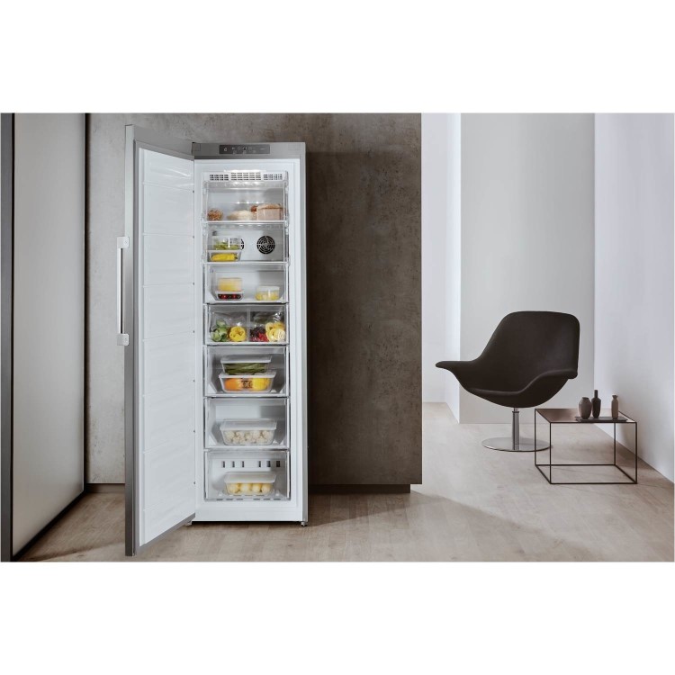 Whirlpool UW8F2CXLSB Frost Free 260L Freestanding Freezer - Silver Optic Inox