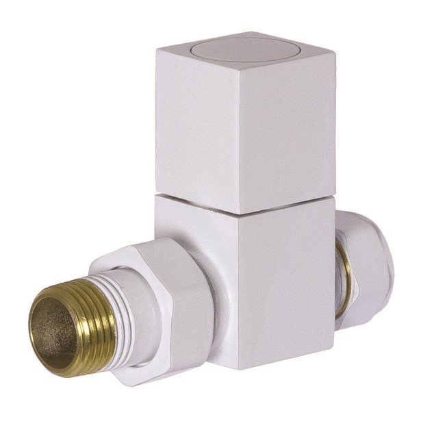 Square Straight Radiator Valves White- For Pipework Which Comes From The Floor