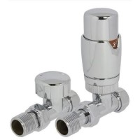 Towelrads Round Straight TRV and Lockshield Radiator Valves Chrome
