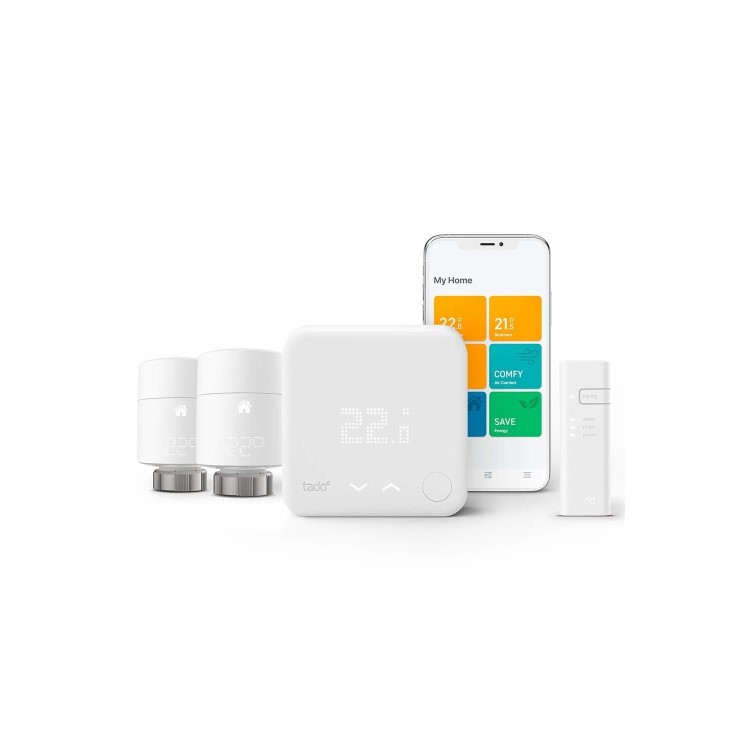 GRADE A1 - Tado Smart Thermostat Starter Kit V3+ with 2 Add-on Smart Radiator Thermostats - White