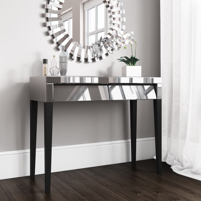 Valentina Venetian Mirrored Dressing Table - Tinted Grey Mirror