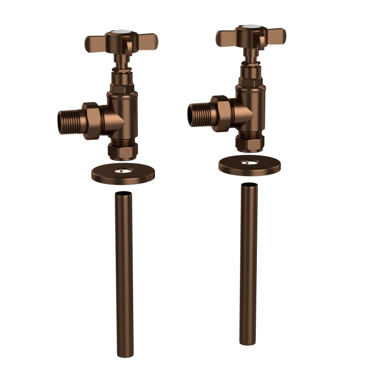 ALMOST PERFECT - Bronze Traditional Angled Radiator Valves - Regent