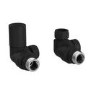 Black Round Manual Corner Radiator Valves with Lock Shield