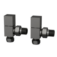 Gunmetal Grey Square Manual Angled Radiator Valves – For Pipework Which Comes From The Wall