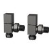 Gunmetal Grey Square Manual Angled Radiator Valves – For Pipework Which Comes From The Wall