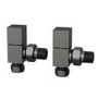 Gunmetal Grey Square Manual Angled Radiator Valves – For Pipework Which Comes From The Wall