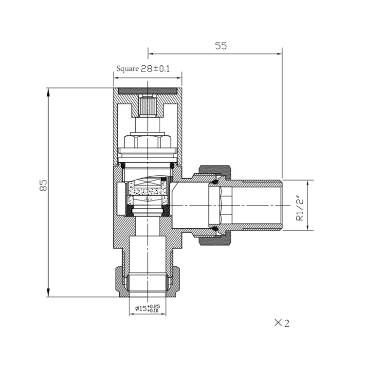 Gunmetal Grey Square Manual Angled Radiator Valves – For Pipework Which Comes From The Wall