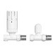 White Round Thermostatic Straight Radiator Valves with Lock Shield