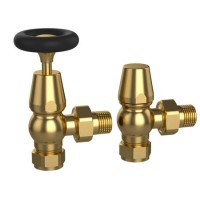 GRADE A1 - Brass & Black Traditional Angled Radiator Valves - Regent