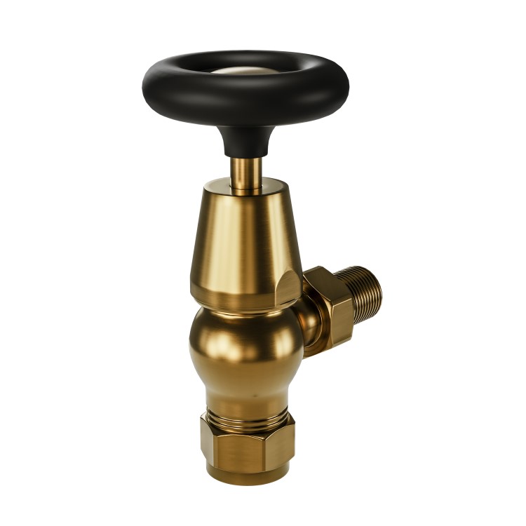GRADE A1 - Brass & Black Traditional Angled Radiator Valves - Regent