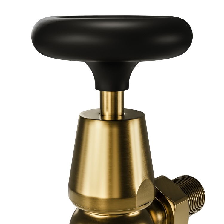GRADE A1 - Brass & Black Traditional Angled Radiator Valves - Regent