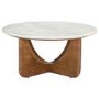 Large Round White Marble and Mango Wood Coffee Table - Ivan