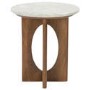 Round White Marble and Mango Wood Side Table - Ivan