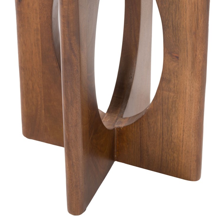 Round White Marble and Mango Wood Side Table - Ivan